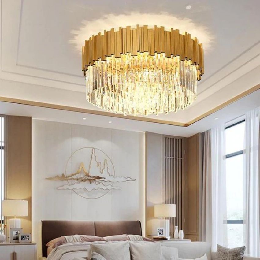 Bourbons Flush Mount Chandelier chandeliers for dining room,chandeliers for stairways,chandeliers for foyer,chandeliers for bedrooms,chandeliers for kitchen,chandeliers for living room Rbrights 31.5"D Gold