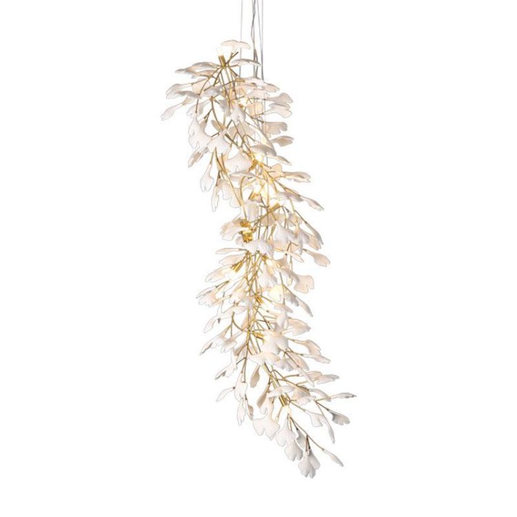 Ceramic Ginkgo Staircase Long Branch Chandelier chandeliers for dining room,chandeliers for stairways,chandeliers for foyer,chandeliers for bedrooms,chandeliers for kitchen,chandeliers for living room Rbrights
