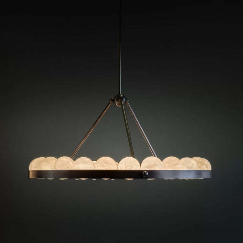 Alabaster Suter Chandelier For Dining Room, Hallway