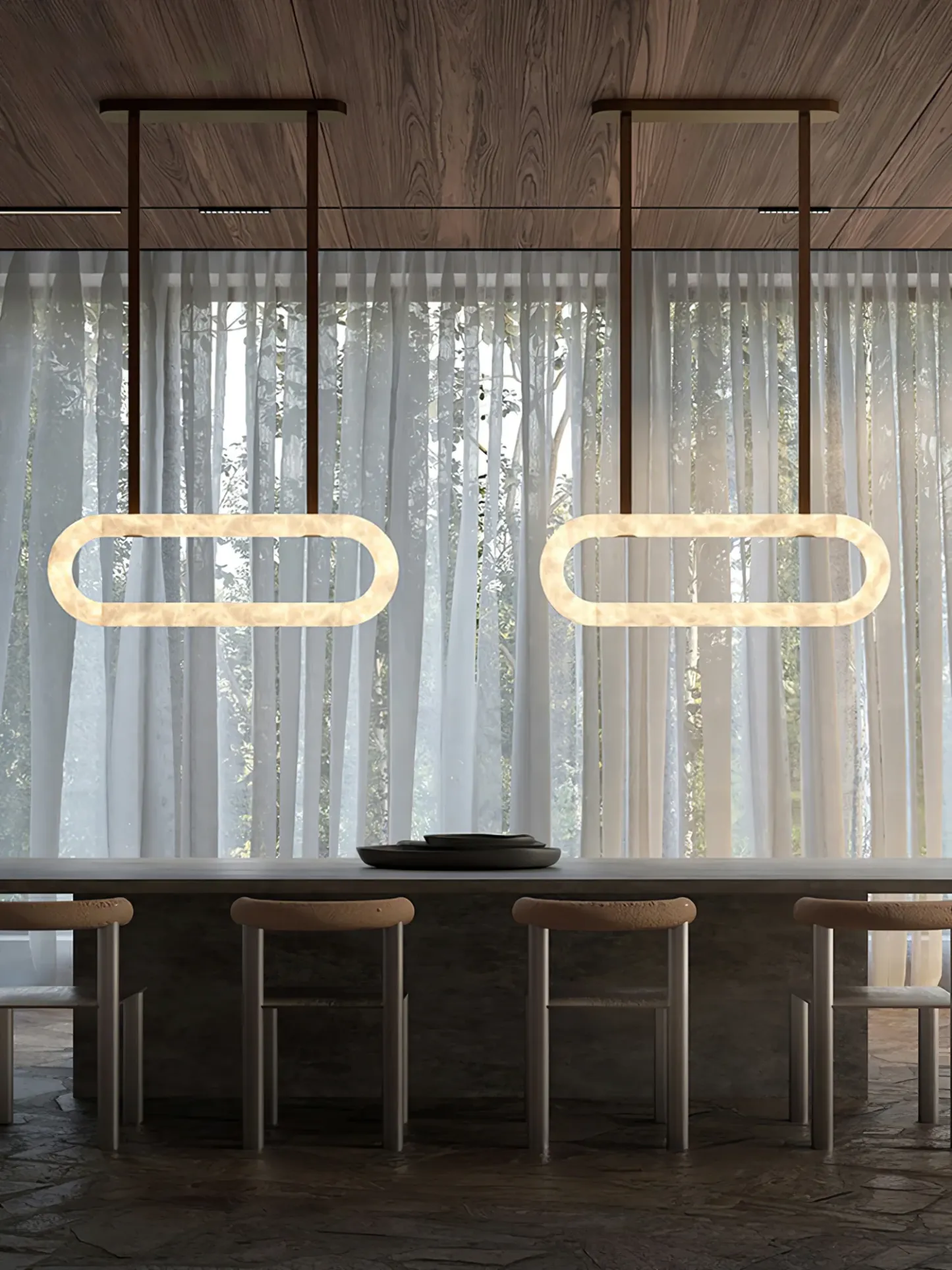Lighting Side Circle Alabaster Chandelier