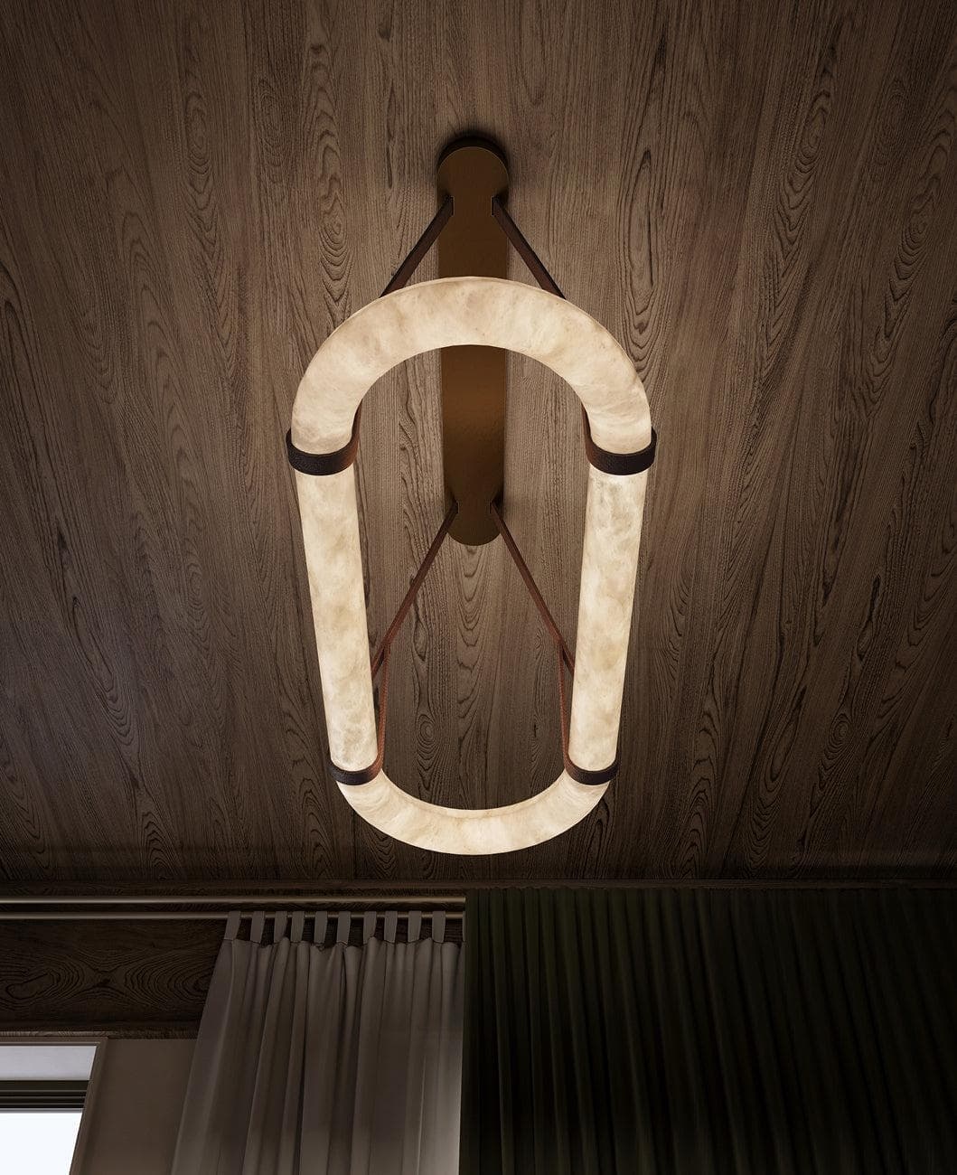 Lighting Side Circle Alabaster Chandelier