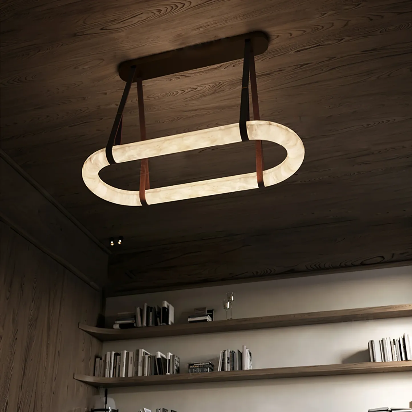 Lighting Side Circle Alabaster Chandelier