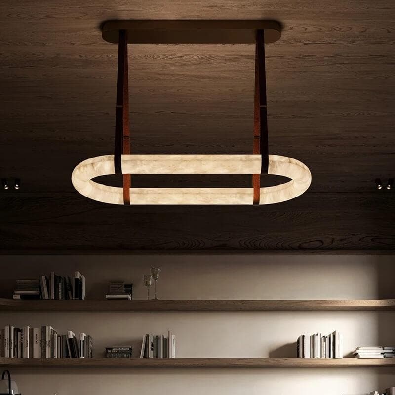 Lighting Side Circle Alabaster Chandelier