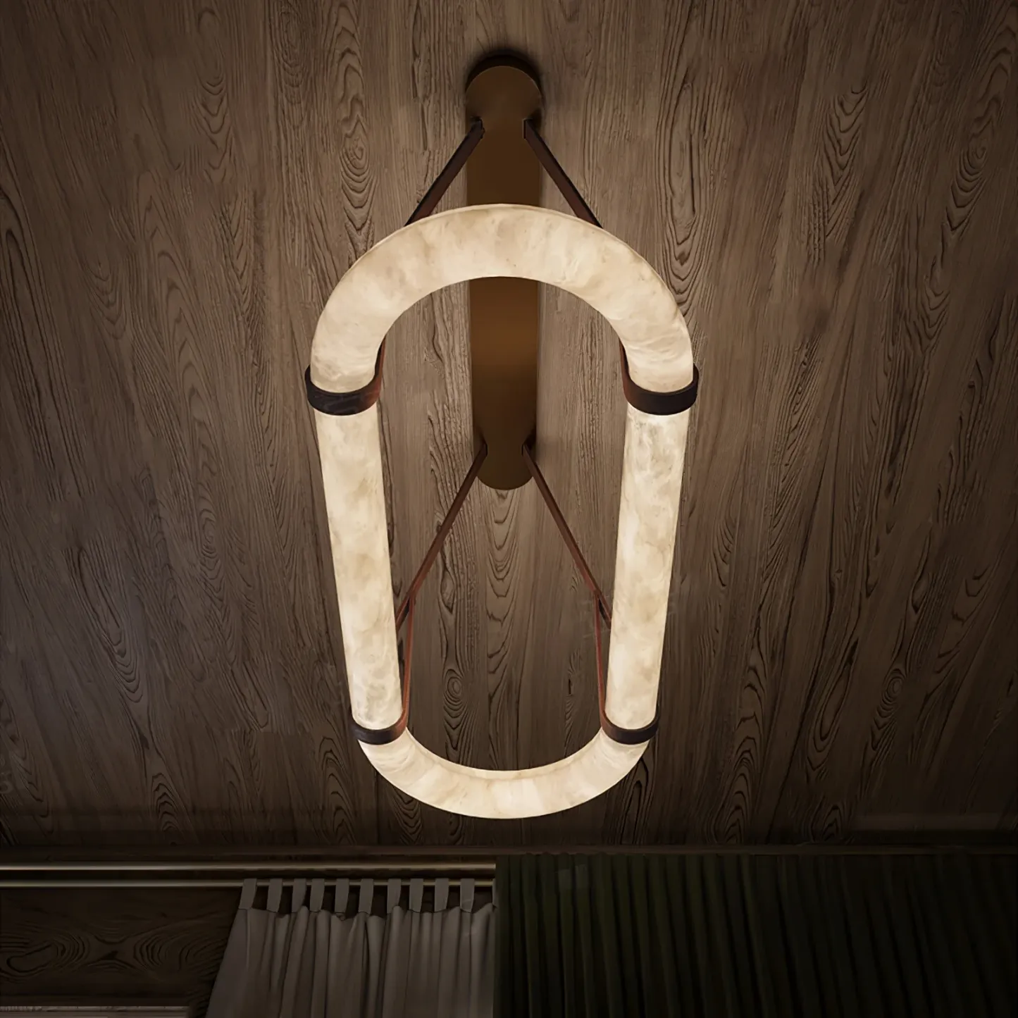 Lighting Side Circle Alabaster Chandelier