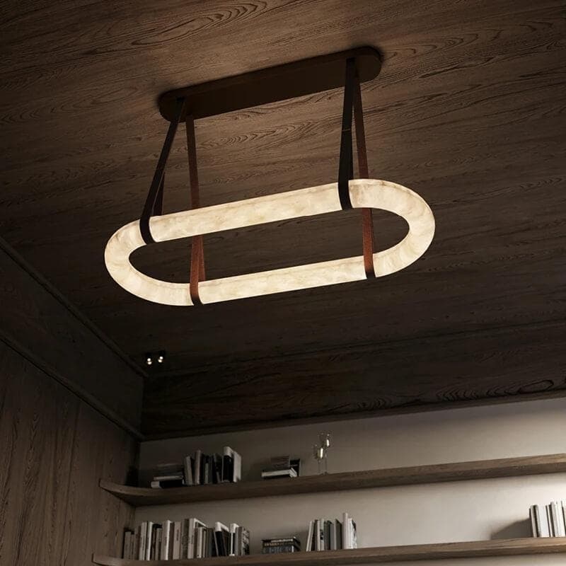Lighting Side Circle Alabaster Chandelier