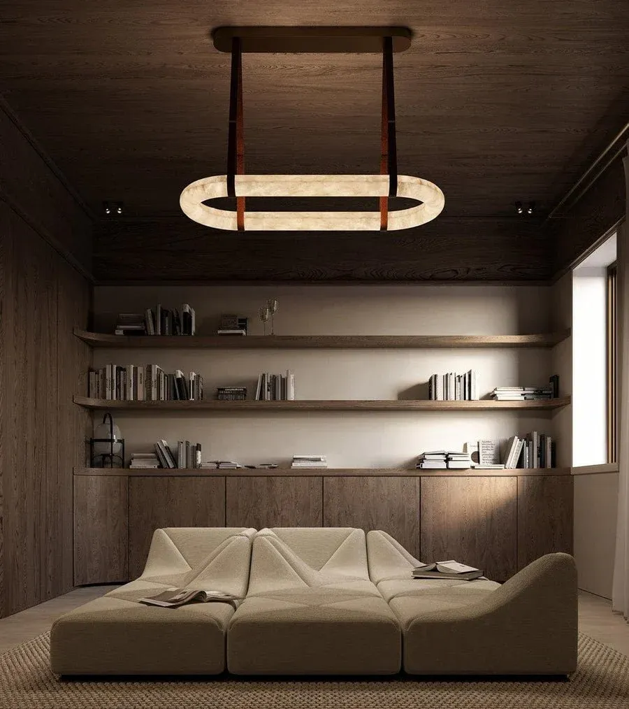 Lighting Side Circle Alabaster Chandelier