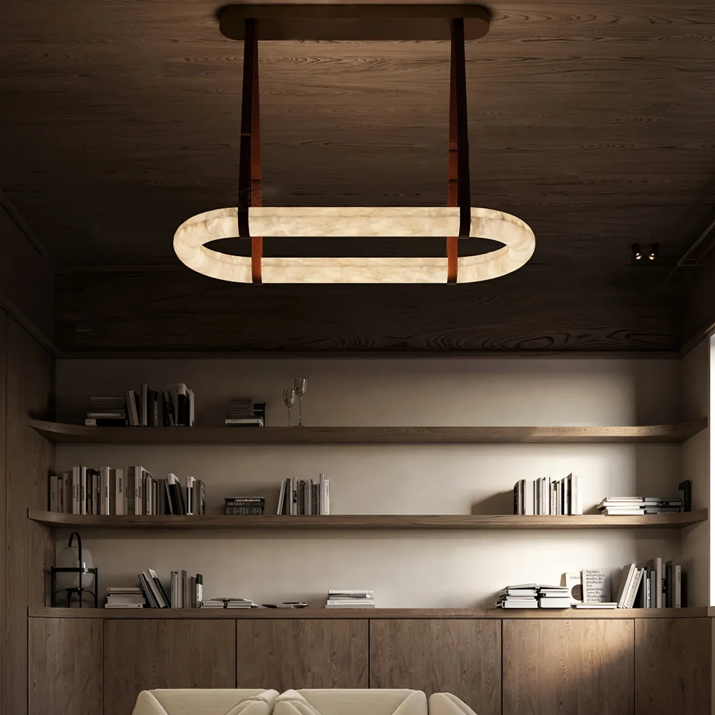 Lighting Side Circle Alabaster Chandelier