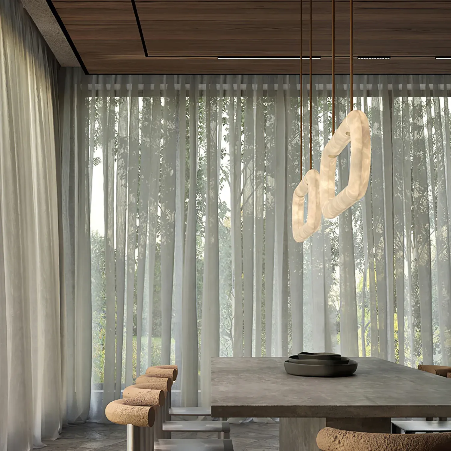 Lighting Side Circle Alabaster Chandelier