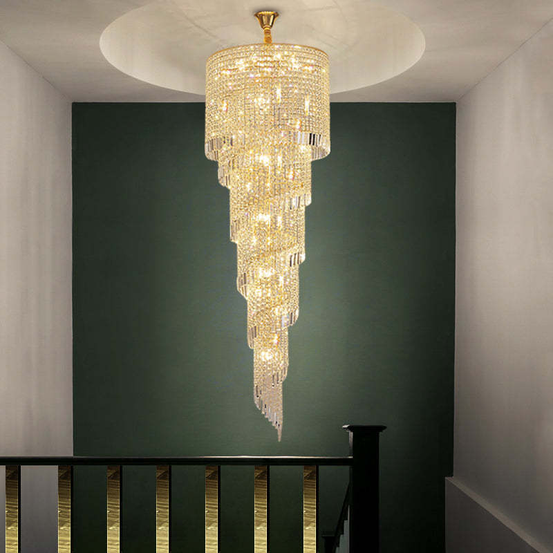 Crystal Spiral Double Volume Foyer Chandelier