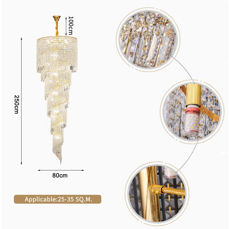 Crystal Spiral Double Volume Foyer Chandelier