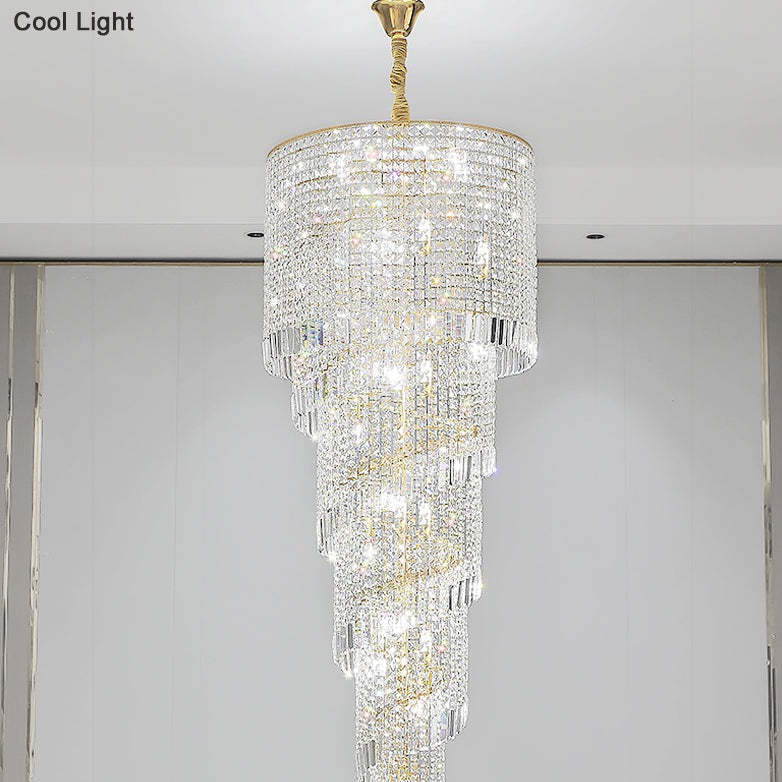 Crystal Spiral Double Volume Foyer Chandelier