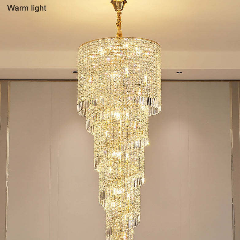 Crystal Spiral Double Volume Foyer Chandelier