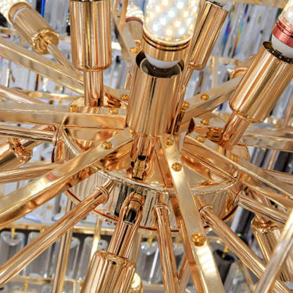 Decorative Large Vertical Crystal Staircase Chandelier Foyer Ceiling Light Fixture Lamp In Gray/ Amber Brim