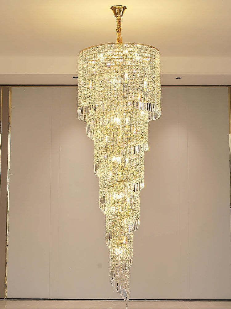 Elegant Foyer Hall Chandelier Long Crystal Ceiling Light Fixture For Living Room Entryway Staircase