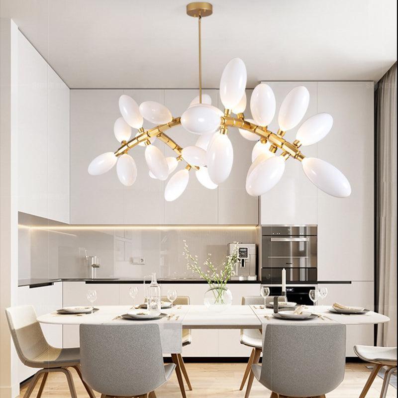 Esaer Artistic Linear Grape Chandelier chandeliers for dining room,chandeliers for stairways,chandeliers for foyer,chandeliers for bedrooms,chandeliers for kitchen,chandeliers for living room Rbrights 57.1" L X 31.5" W X 23.6" H Gold
