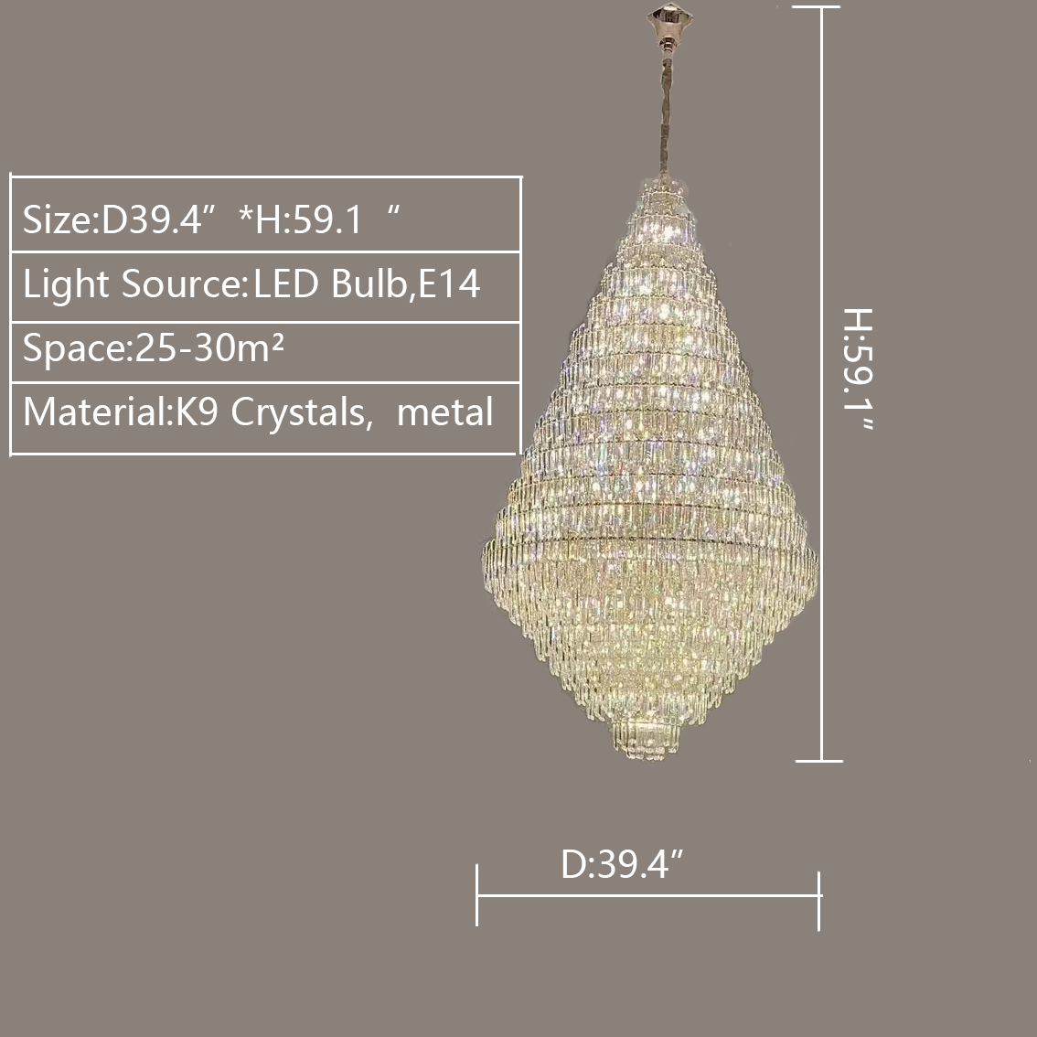 extra large 59inch crystal chandelier stunning shiny living room decor staircase lighting inspo foyer decoration design light fixture