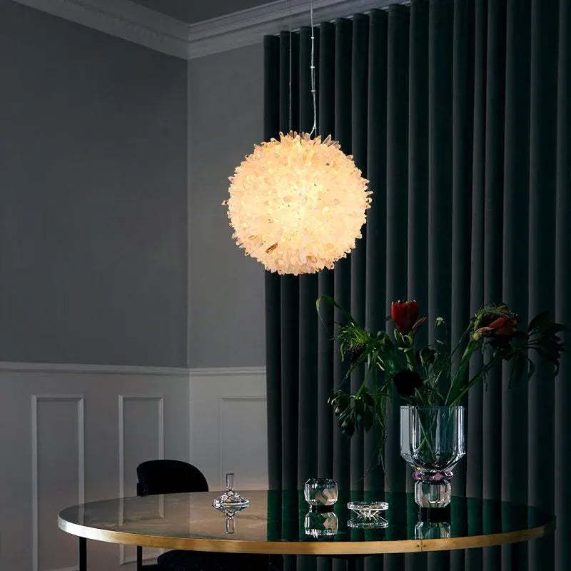 Clear Geode Quartz Crystal Ball Modern Pendant Light Chandelier Kevin Studio Inc   