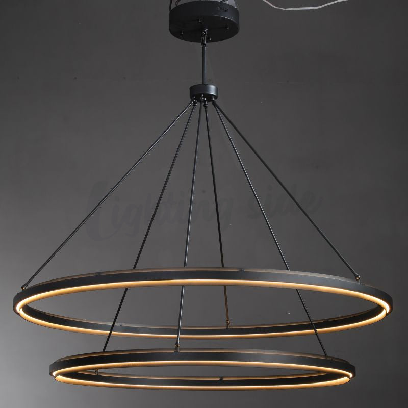 Alessia Retro American Vintage Iron Two-tier Round Chandelier