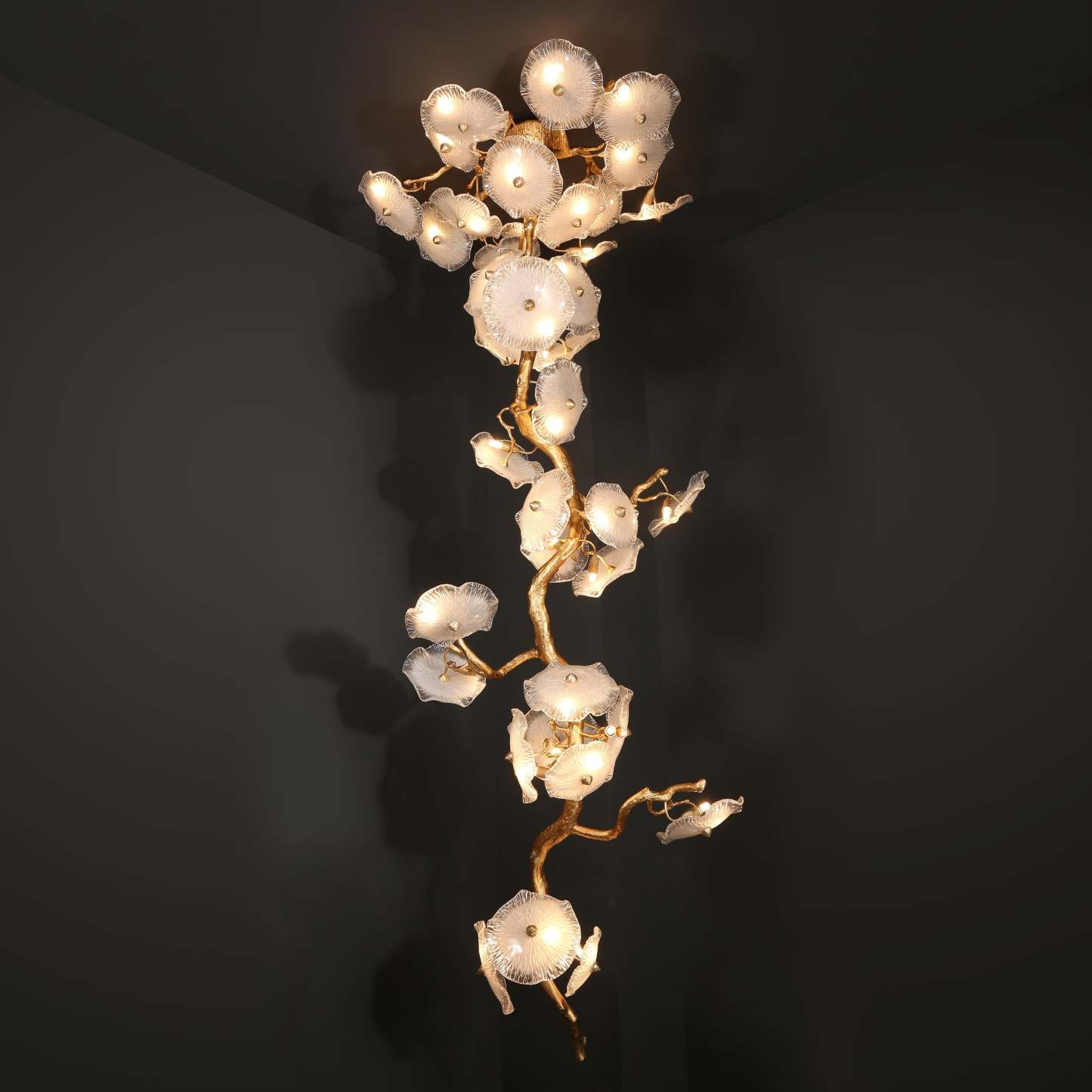 Kacey Modern Luxury Leaf glass flower Ceiling Chandelier chandeliers for dining room,chandeliers for stairways,chandeliers for foyer,chandeliers for bedrooms,chandeliers for kitchen,chandeliers for living room Rbrights 45" D