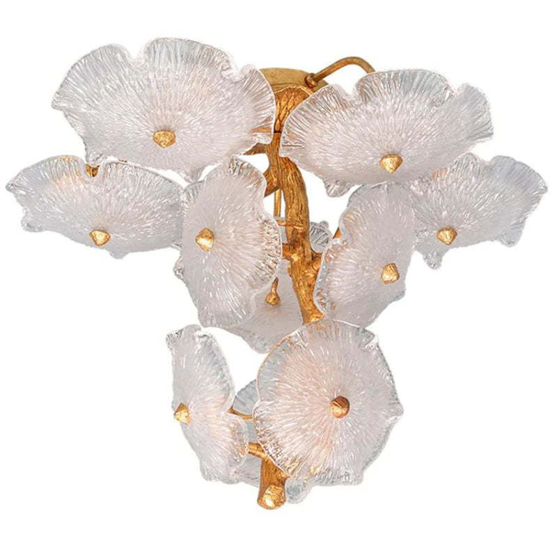 Kacey Modern Luxury Leaf glass flower Ceiling Chandelier chandeliers for dining room,chandeliers for stairways,chandeliers for foyer,chandeliers for bedrooms,chandeliers for kitchen,chandeliers for living room Rbrights 35"D