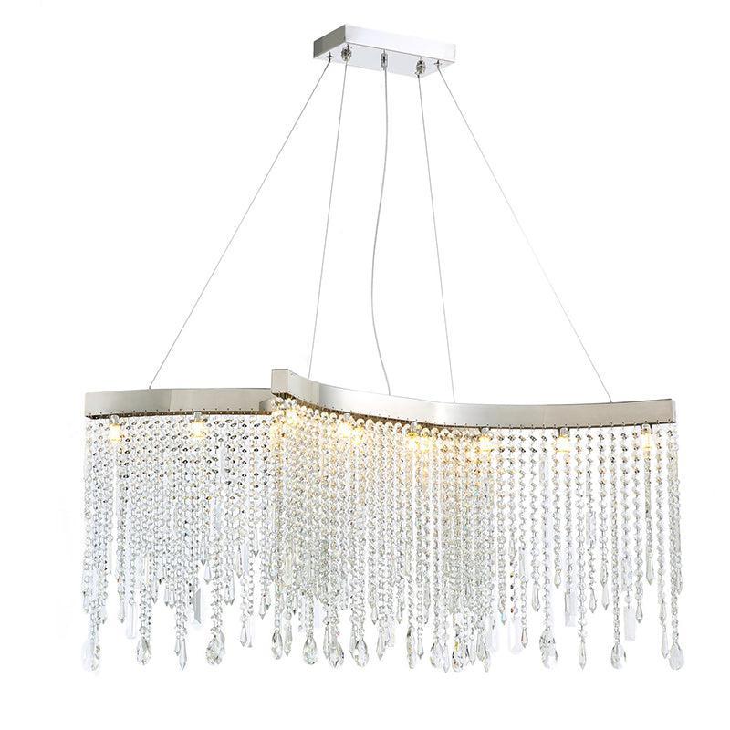 Kaler Elegant Arc-Shaped Crystal Curtain Modern Chandelier, Modern Chandelier Light chandeliers for dining room,chandeliers for stairways,chandeliers for foyer,chandeliers for bedrooms,chandeliers for kitchen,chandeliers for living room Rbrights