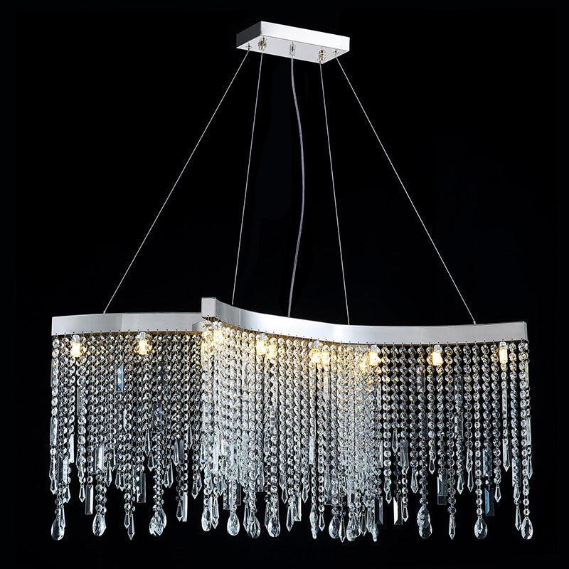 Kaler Elegant Arc-Shaped Crystal Curtain Modern Chandelier, Modern Chandelier Light chandeliers for dining room,chandeliers for stairways,chandeliers for foyer,chandeliers for bedrooms,chandeliers for kitchen,chandeliers for living room Rbrights 23.6" D