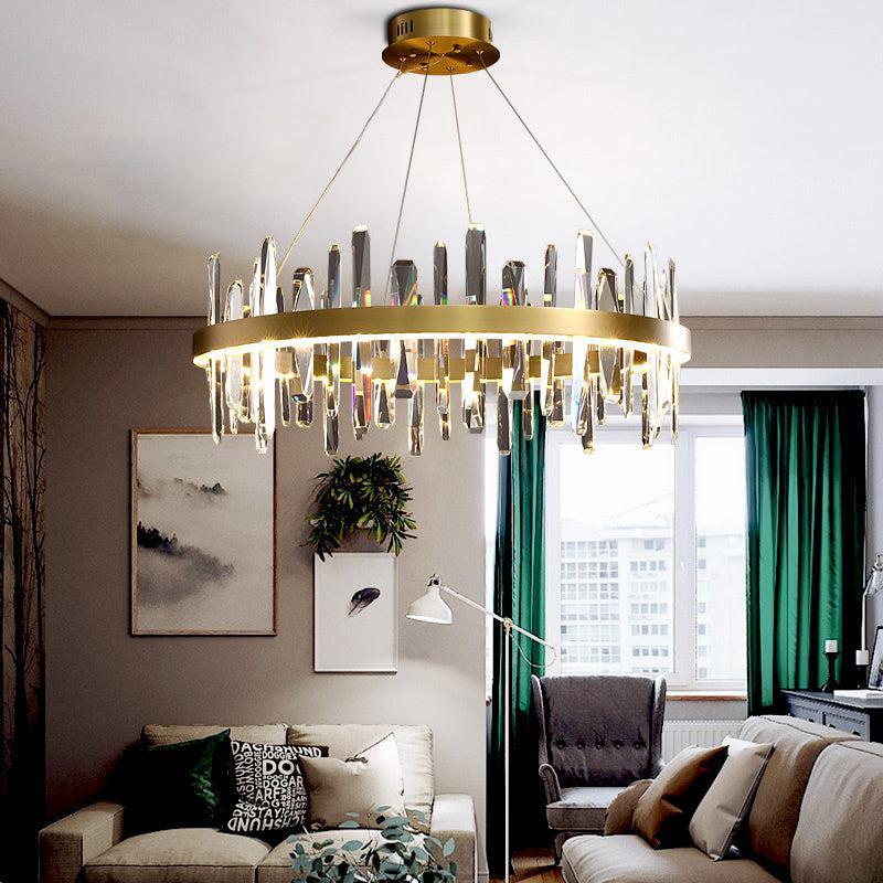 Kaler Elegant LED Round Crystal Chandelier chandeliers for dining room,chandeliers for stairways,chandeliers for foyer,chandeliers for bedrooms,chandeliers for kitchen,chandeliers for living room Rbrights 23.4" D  