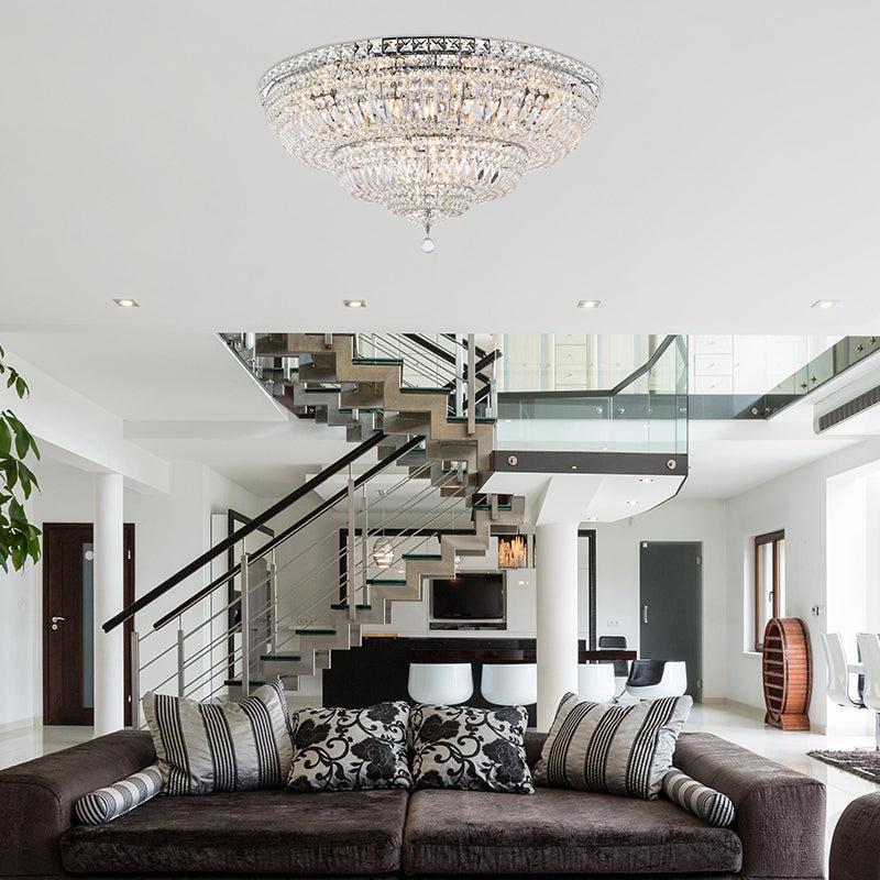 Kaler Elegant Luxury Chrome Ceiling Mounted Chandelier 36" D chandeliers for dining room,chandeliers for stairways,chandeliers for foyer,chandeliers for bedrooms,chandeliers for kitchen,chandeliers for living room Rbrights