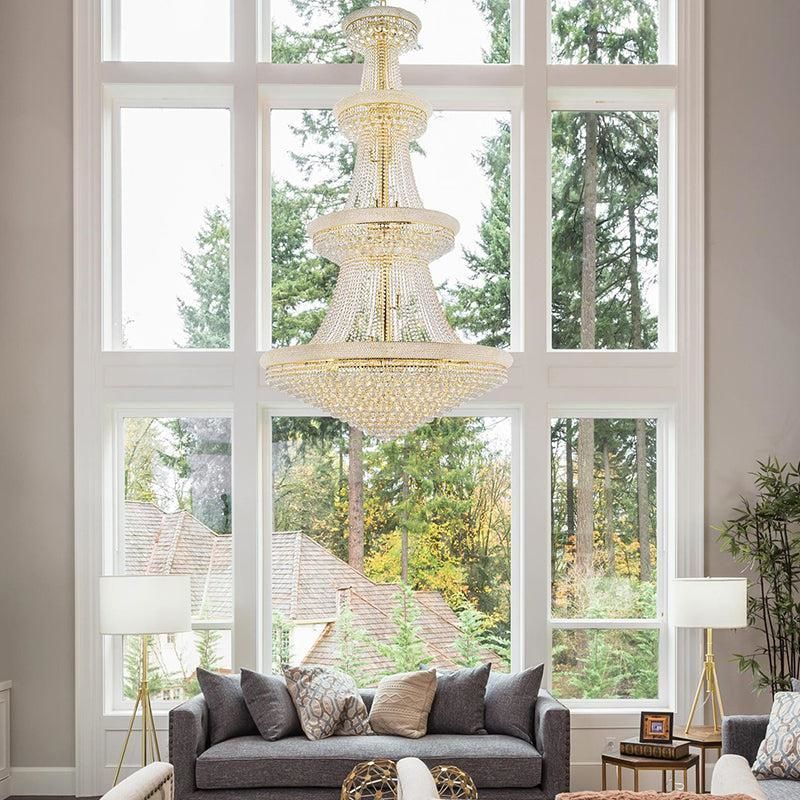 Kaler Elegant Luxury Living Room Four Tier Crystal Chandelier 48" D, Large Lighting chandeliers for dining room,chandeliers for stairways,chandeliers for foyer,chandeliers for bedrooms,chandeliers for kitchen,chandeliers for living room Rbrights