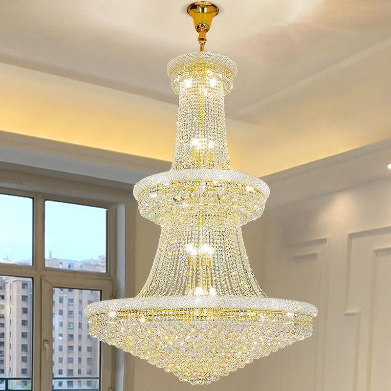 Kaler Elegant Luxury Living Room Three Tier Crystal Chandelier 30" D chandeliers for dining room,chandeliers for stairways,chandeliers for foyer,chandeliers for bedrooms,chandeliers for kitchen,chandeliers for living room Rbrights