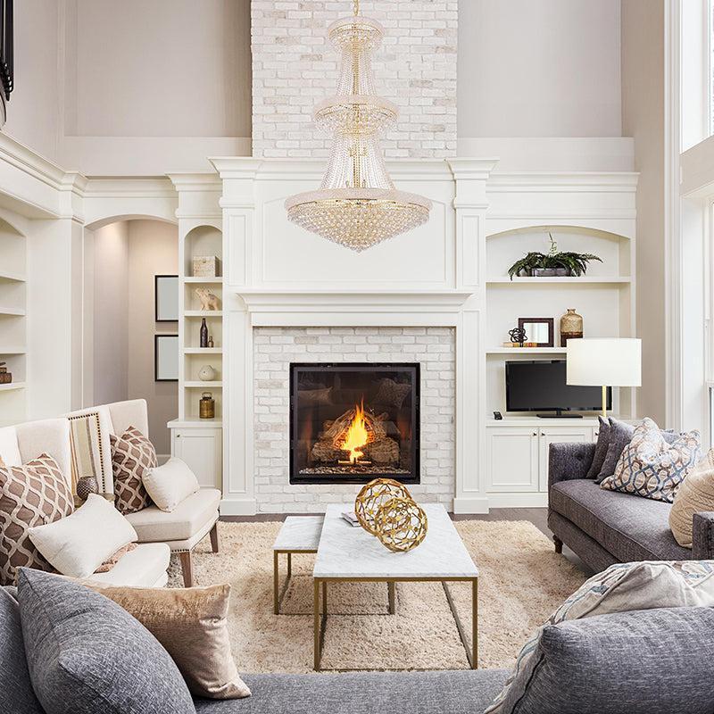 Kaler Elegant Luxury Living Room Three Tier Crystal Chandelier 42" D chandeliers for dining room,chandeliers for stairways,chandeliers for foyer,chandeliers for bedrooms,chandeliers for kitchen,chandeliers for living room Rbrights