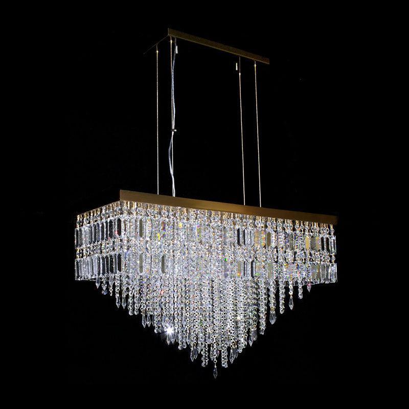 Kaler Elegant Luxury Rectangular Crystal Chandelier, Dining Table Crystal Chandelier chandeliers for dining room,chandeliers for stairways,chandeliers for foyer,chandeliers for bedrooms,chandeliers for kitchen,chandeliers for living room Rbrights