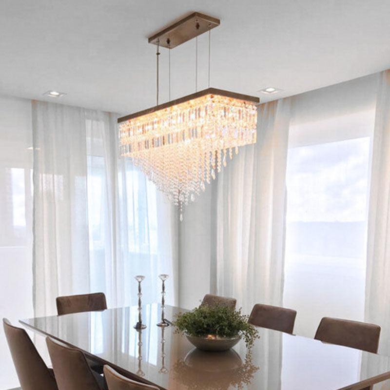 Kaler Elegant Luxury Rectangular Crystal Chandelier, Dining Table Crystal Chandelier chandeliers for dining room,chandeliers for stairways,chandeliers for foyer,chandeliers for bedrooms,chandeliers for kitchen,chandeliers for living room Rbrights