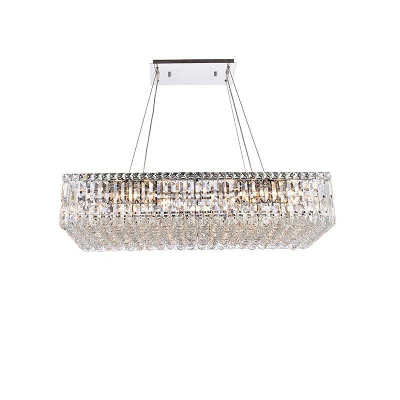 Kaler Elegant Luxury Rectangular Crystal Chandelier Light 36" L For Dining Table chandeliers for dining room,chandeliers for stairways,chandeliers for foyer,chandeliers for bedrooms,chandeliers for kitchen,chandeliers for living room Rbrights