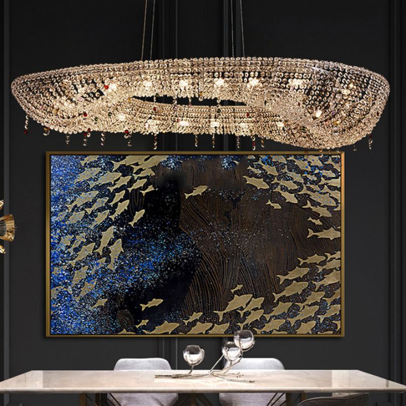 Kaler Elegant Luxury Round Crystal Chandelier chandeliers for dining room,chandeliers for stairways,chandeliers for foyer,chandeliers for bedrooms,chandeliers for kitchen,chandeliers for living room Rbrights 40.16" L X 20.47"W X 7.87" H