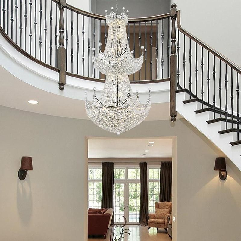 Kaler Elegant Luxury Three Tier Large Crystal Chandelier 36" D chandeliers for dining room,chandeliers for stairways,chandeliers for foyer,chandeliers for bedrooms,chandeliers for kitchen,chandeliers for living room Rbrights CHROME