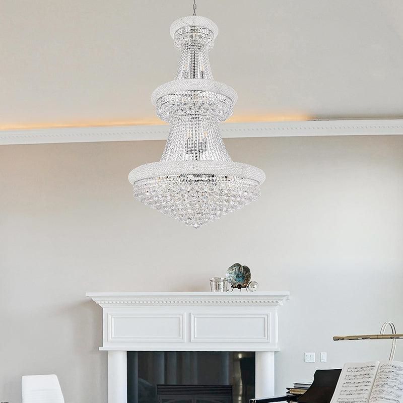 Kaler Elegant Luxury Living Room Three Tier Crystal Chandelier 30" D chandeliers for dining room,chandeliers for stairways,chandeliers for foyer,chandeliers for bedrooms,chandeliers for kitchen,chandeliers for living room Rbrights