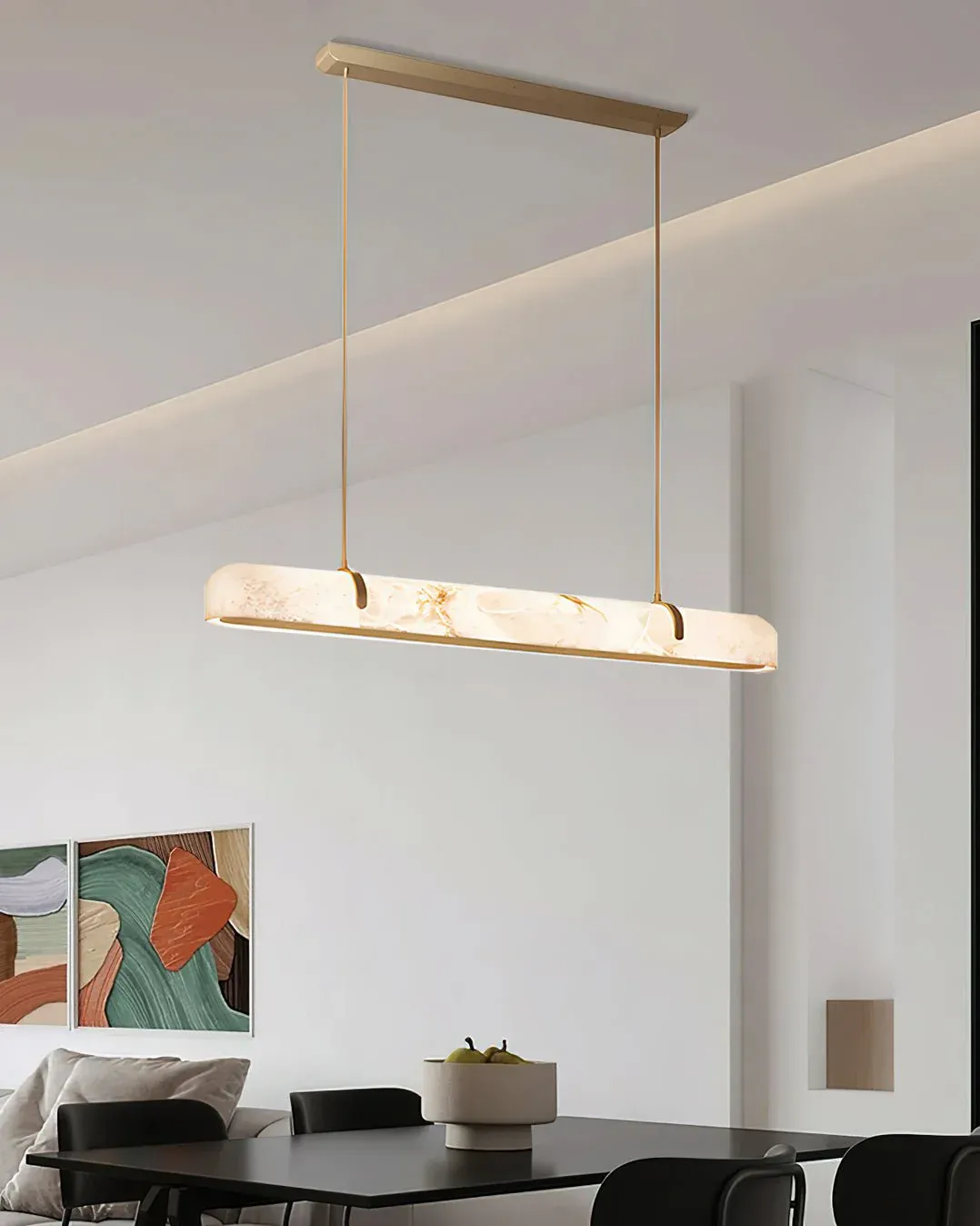 Lighting Side Linear Alabaster Chandelier