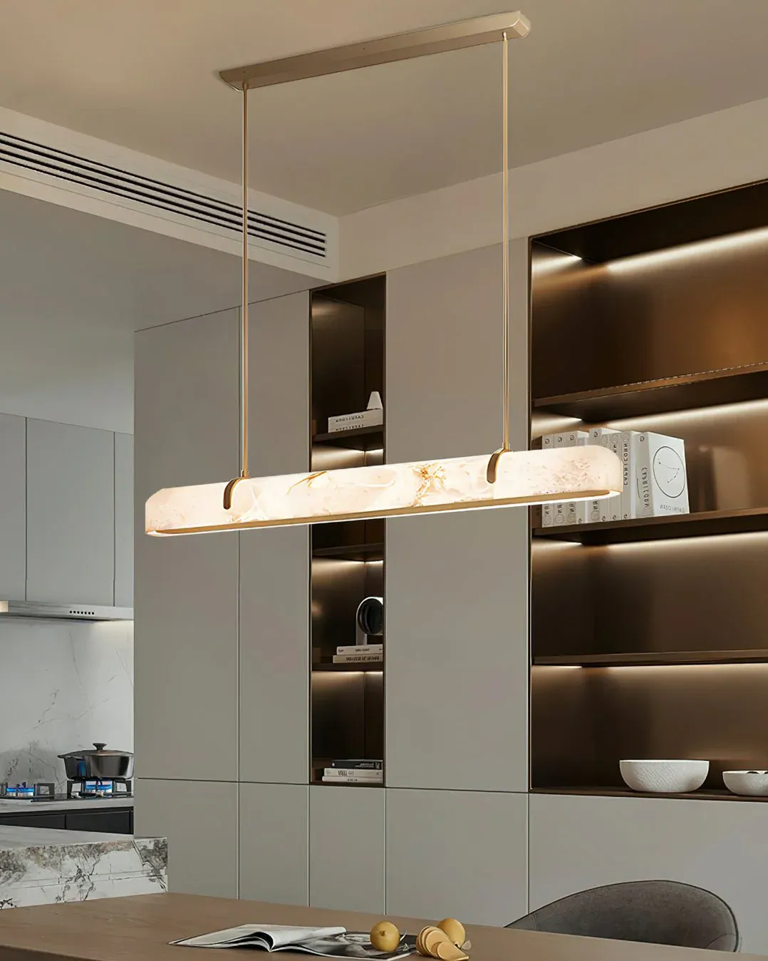 Lighting Side Linear Alabaster Chandelier