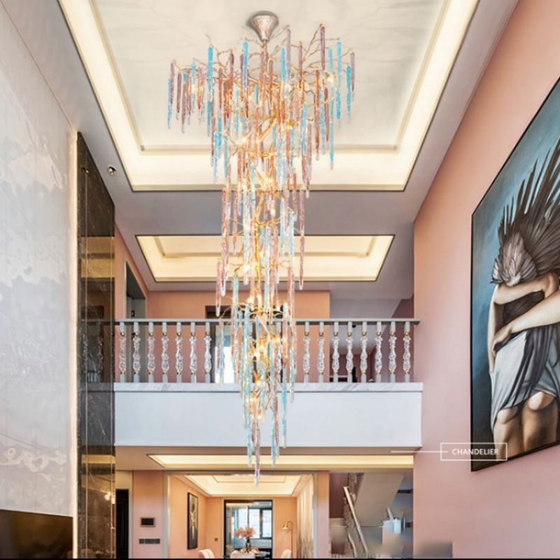 Lola Colorful Ice Large Entryway Chandelier chandeliers for dining room,chandeliers for stairways,chandeliers for foyer,chandeliers for bedrooms,chandeliers for kitchen,chandeliers for living room Rbrights   