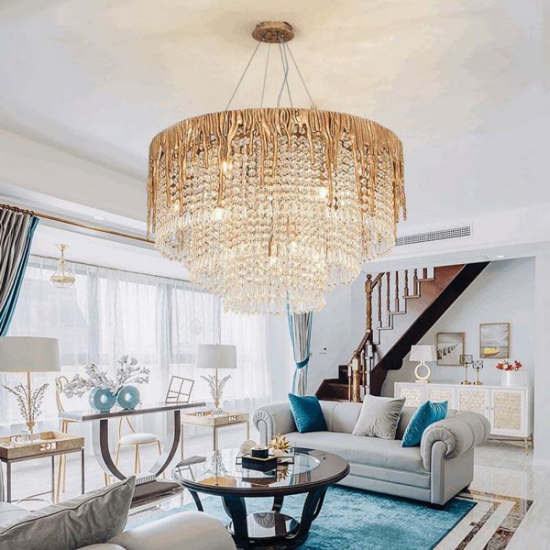Lola Crystal Cascade Chandelier chandeliers for dining room,chandeliers for stairways,chandeliers for foyer,chandeliers for bedrooms,chandeliers for kitchen,chandeliers for living room Rbrights 25.6" D