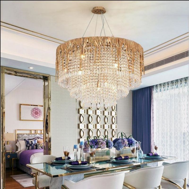 Lola Crystal Cascade Chandelier chandeliers for dining room,chandeliers for stairways,chandeliers for foyer,chandeliers for bedrooms,chandeliers for kitchen,chandeliers for living room Rbrights 31.5" D