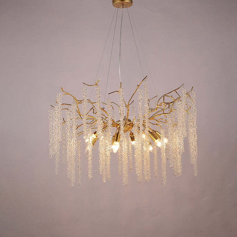 Lola Crystal Raindrop Chandelier Gold Tree Branch Chandeliers chandeliers for dining room,chandeliers for stairways,chandeliers for foyer,chandeliers for bedrooms,chandeliers for kitchen,chandeliers for living room Rbrights 31.5" D