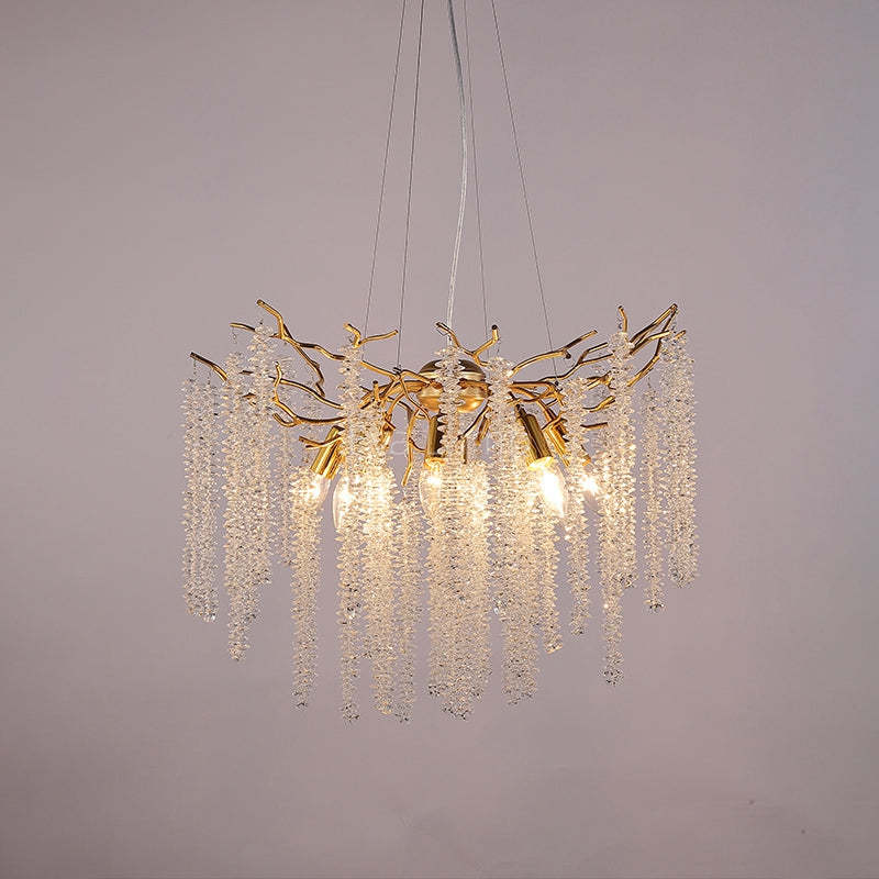 Lola Crystal Raindrop Chandelier Gold Tree Branch Chandeliers chandeliers for dining room,chandeliers for stairways,chandeliers for foyer,chandeliers for bedrooms,chandeliers for kitchen,chandeliers for living room Rbrights 23.6" D