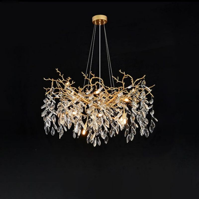 Lola Gold Chandeliers Tree Branch Kitchen, Modern Crystal Chandelier chandeliers for dining room,chandeliers for stairways,chandeliers for foyer,chandeliers for bedrooms,chandeliers for kitchen,chandeliers for living room Rbrights 31.5" D