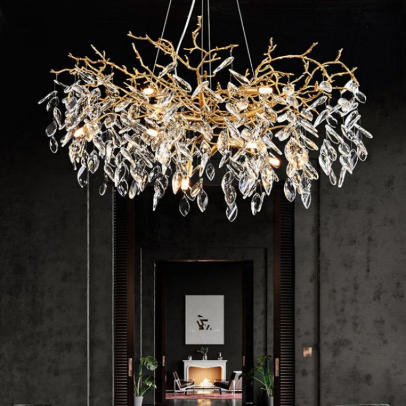 Lola Gold Chandeliers Tree Branch Kitchen, Modern Crystal Chandelier chandeliers for dining room,chandeliers for stairways,chandeliers for foyer,chandeliers for bedrooms,chandeliers for kitchen,chandeliers for living room Rbrights 47.2" D