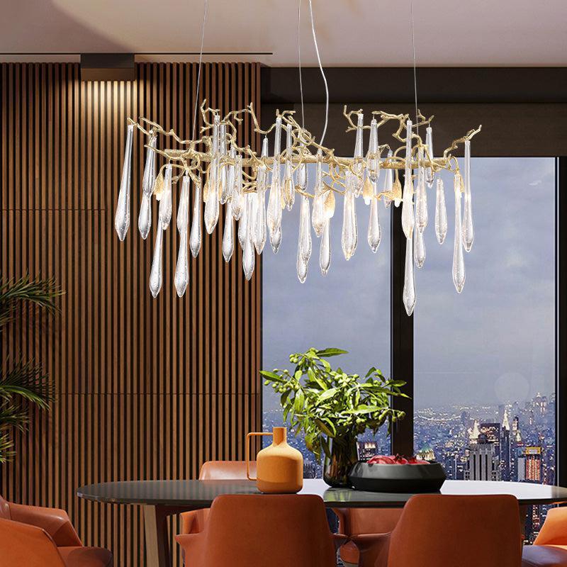 Lola Large Teardrop Modern Branch Chandelier, Brass Chandelier chandeliers for dining room,chandeliers for stairways,chandeliers for foyer,chandeliers for bedrooms,chandeliers for kitchen,chandeliers for living room Rbrights 39.4" L