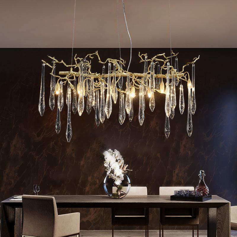 Lola Large Teardrop Modern Branch Chandelier, Brass Chandelier chandeliers for dining room,chandeliers for stairways,chandeliers for foyer,chandeliers for bedrooms,chandeliers for kitchen,chandeliers for living room Rbrights 47.2" L