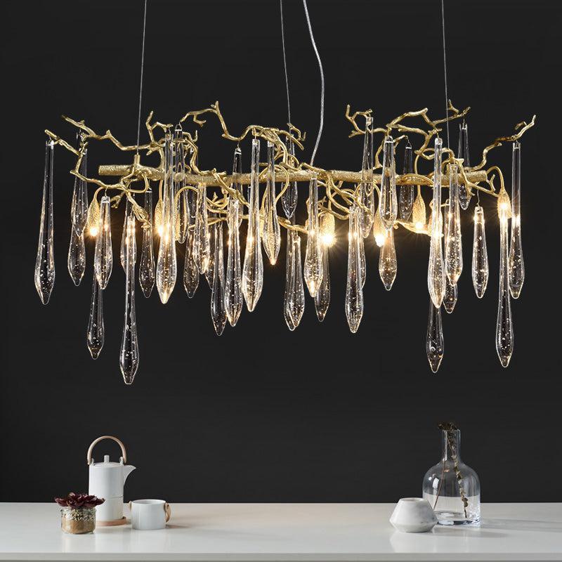Lola Large Teardrop Modern Branch Chandelier, Brass Chandelier chandeliers for dining room,chandeliers for stairways,chandeliers for foyer,chandeliers for bedrooms,chandeliers for kitchen,chandeliers for living room Rbrights 59" L