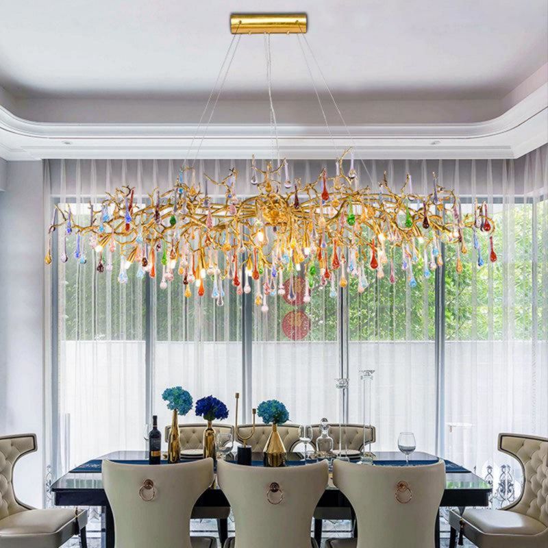 Lola Teardrop Colorful Dining Branch Chandelier chandeliers for dining room,chandeliers for stairways,chandeliers for foyer,chandeliers for bedrooms,chandeliers for kitchen,chandeliers for living room Rbrights 49.2" L  